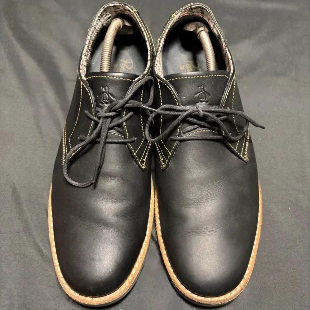 Original Penguin by Munsingwear Men's Black Leather Derby Oxford Shoes Size 12